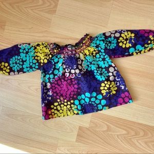 Carter’s: 9 months girls long sleeve blouse w/colorful polka dot flowers.